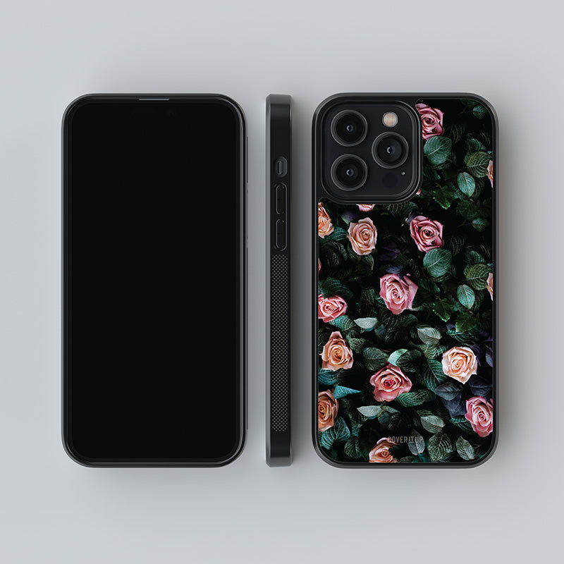 Pink And Orange Roses Glass Case