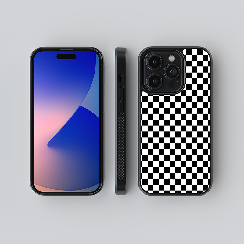 Black And White Checkers Glass Case