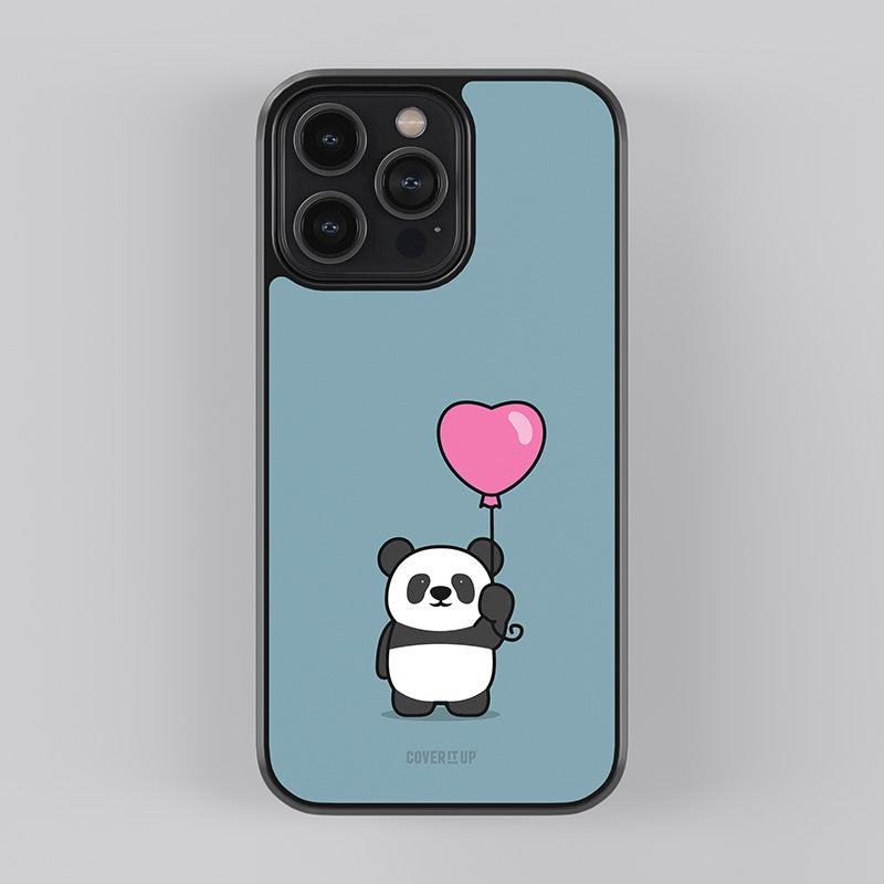 Panda With A Heart Balloon Glass Case