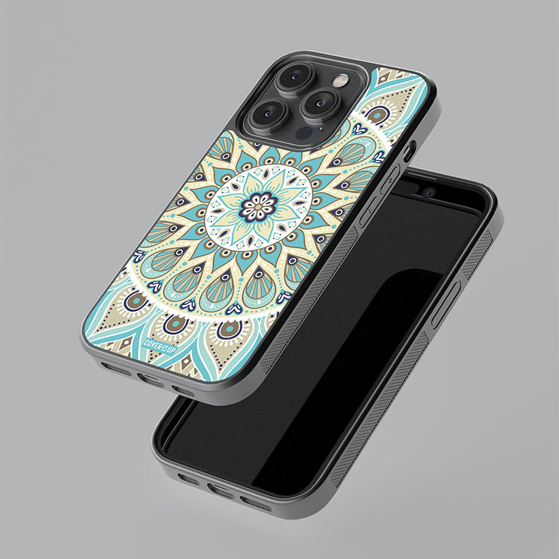 Blue Mandala Glass Case