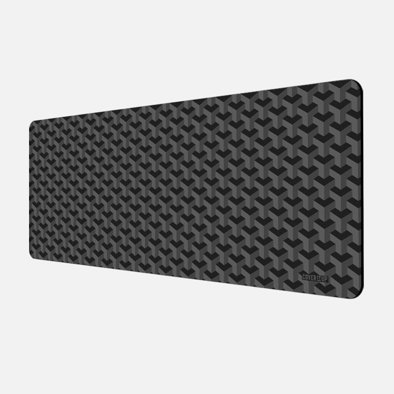 Carbon Fiber Black Desk Mat and Gaming Mouse Pad (Black)