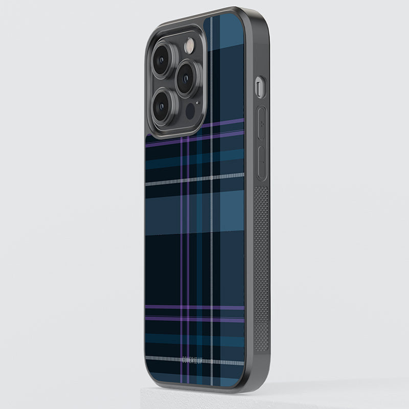 Blue Plaid Pattern Glass Case