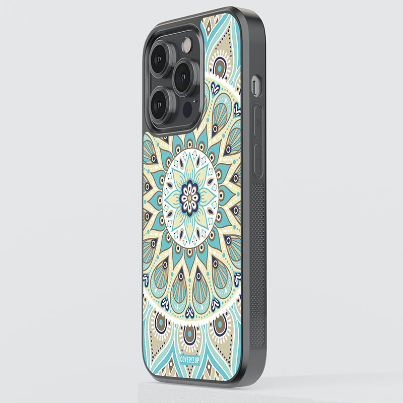 Blue Mandala Glass Case