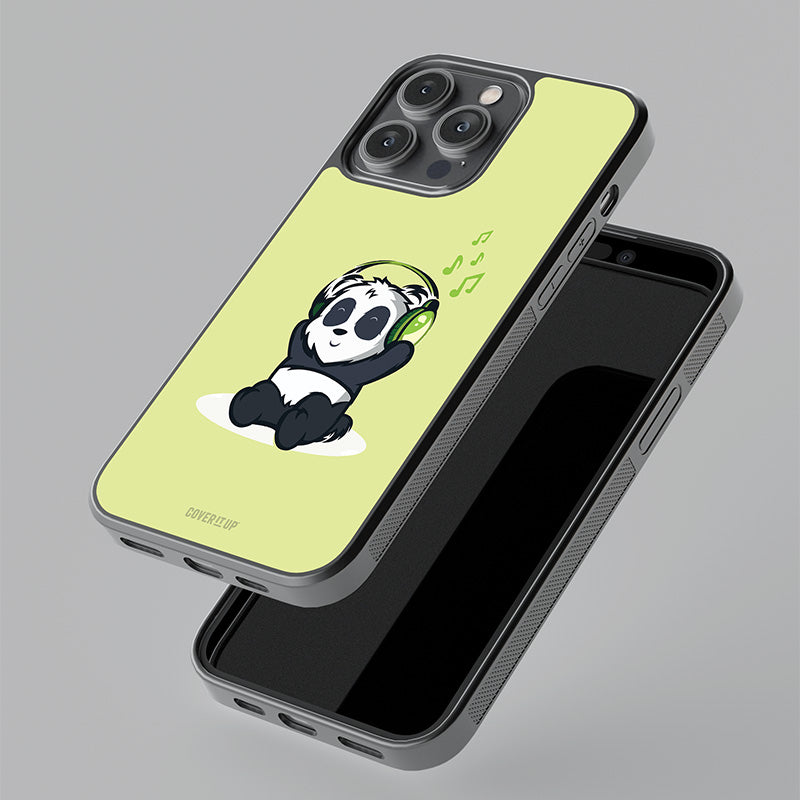 Panda Listening to Music Glass Case