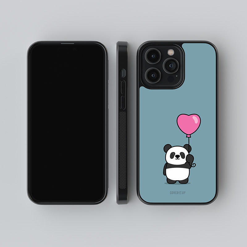Panda With A Heart Balloon Glass Case