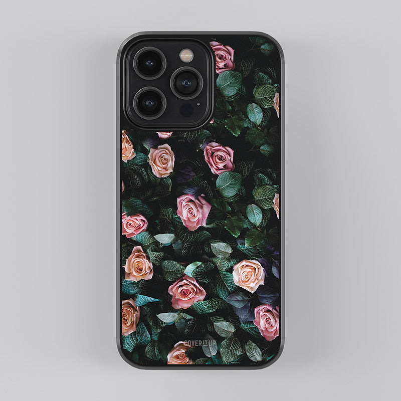 Pink And Orange Roses Glass Case
