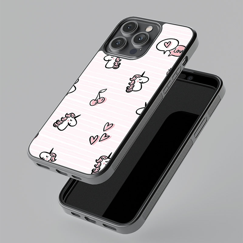 Pink Unicorn Glass Case