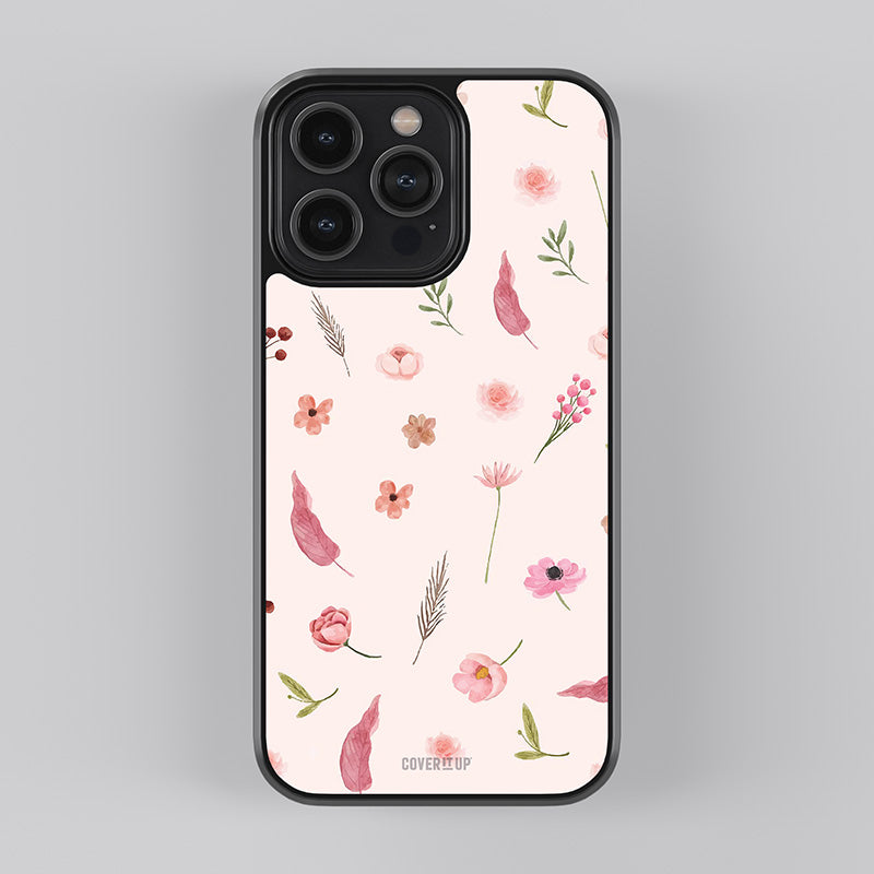 Pink Flowers Pattern Glass Case