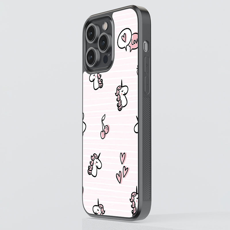 Pink Unicorn Glass Case