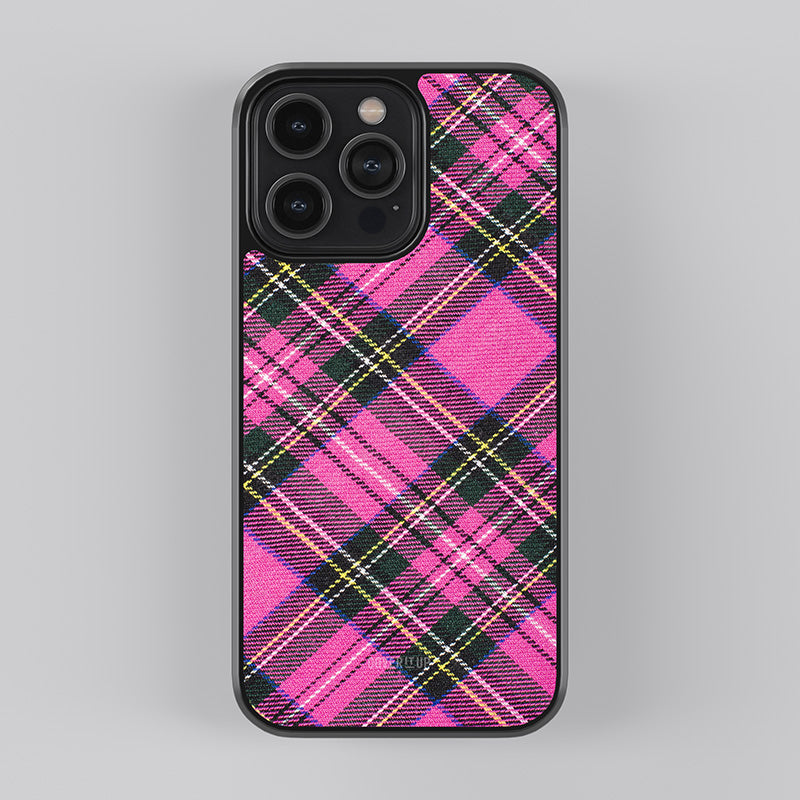 Pink Cross plaid Glass Case