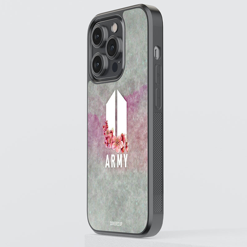 Blooming BTS Army Logo Glass Case