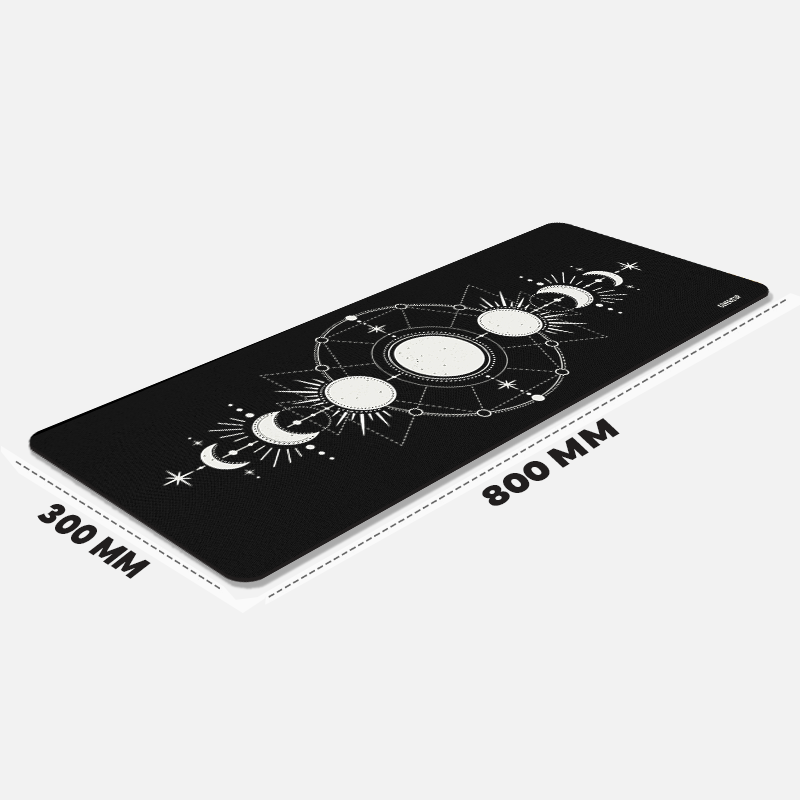 Boho Moon Cycle Desk Mat and Gaming Mouse Pad