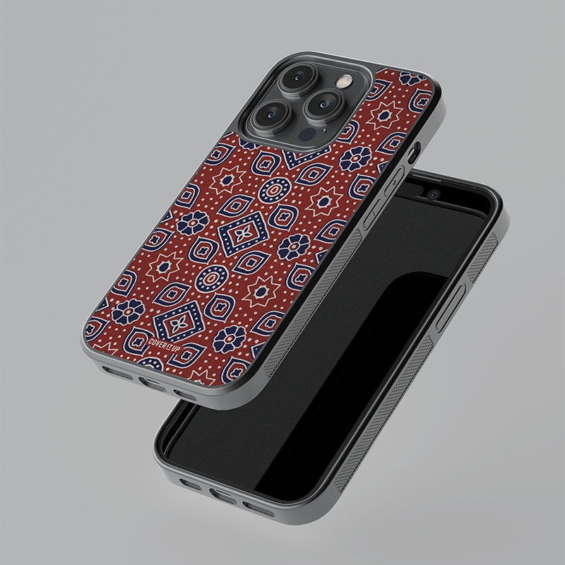 Ajrakh Saree Glass Case