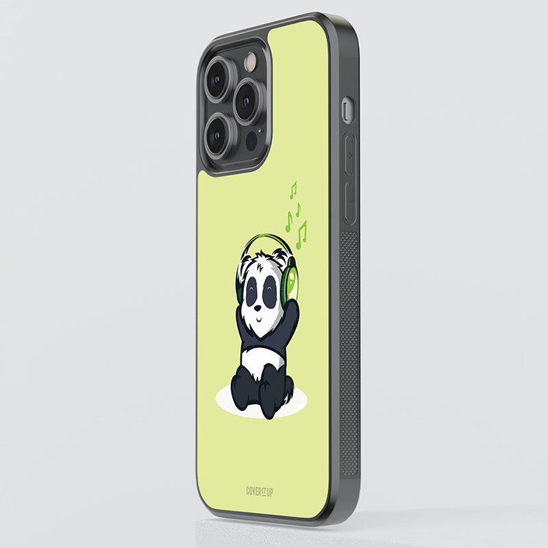 Panda Listening to Music Glass Case