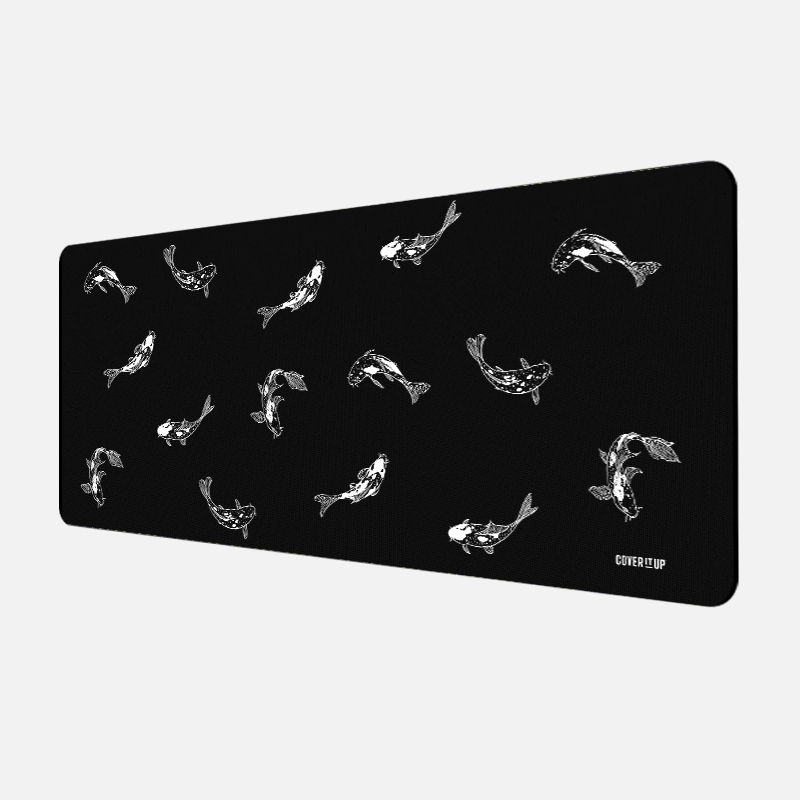 Koi Fish Art Desk Mat and Gaming Mouse Pad