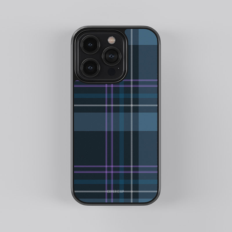 Blue Plaid Pattern Glass Case