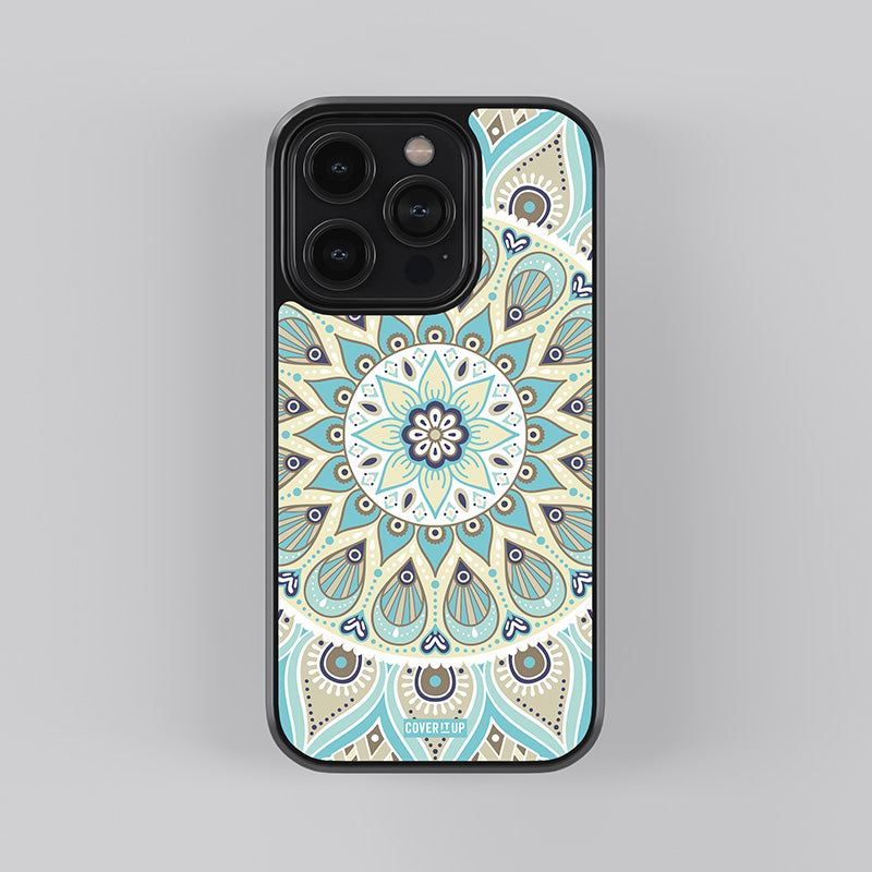 Blue Mandala Glass Case