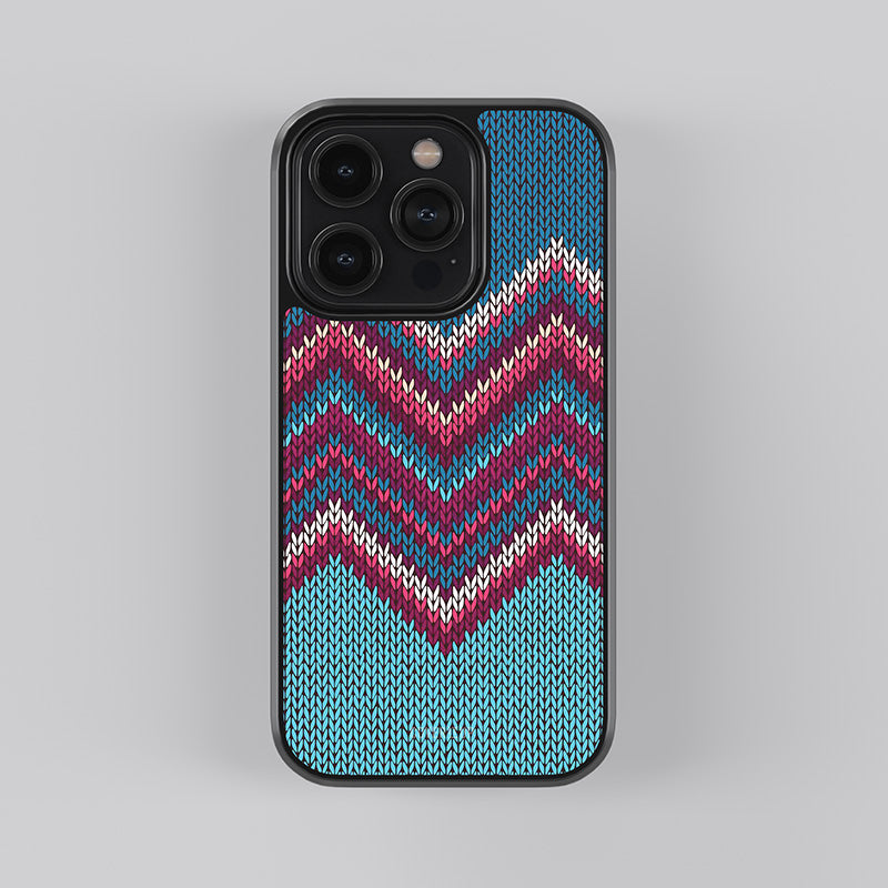 Blue Knit Pattern Glass Case