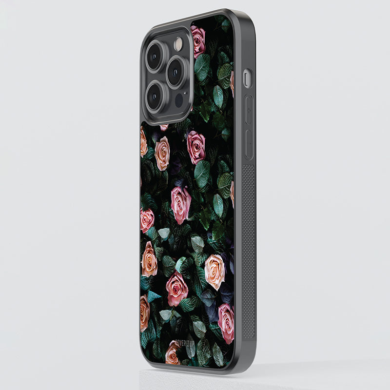 Pink And Orange Roses Glass Case