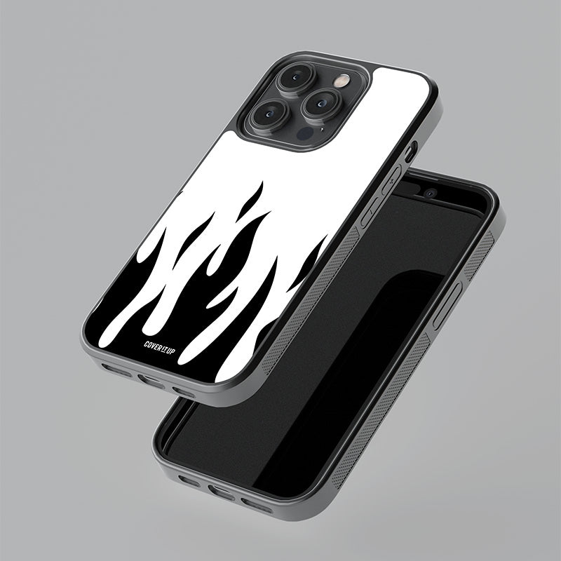 Black And White Flames Glass Case