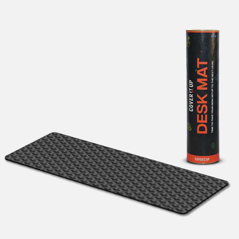 Carbon Fiber Black Desk Mat and Gaming Mouse Pad (Black)