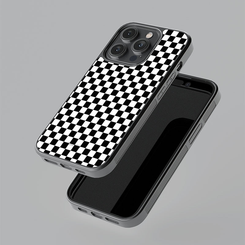 Black And White Checkers Glass Case