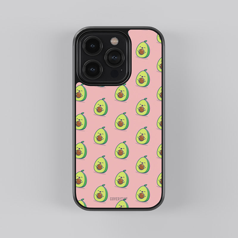 Cute Pink Avocado Pattern Glass Case