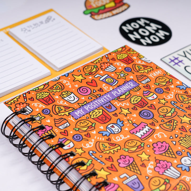 The Positivity Planner 2025 - Fun Orange Food Themed Printed Planner