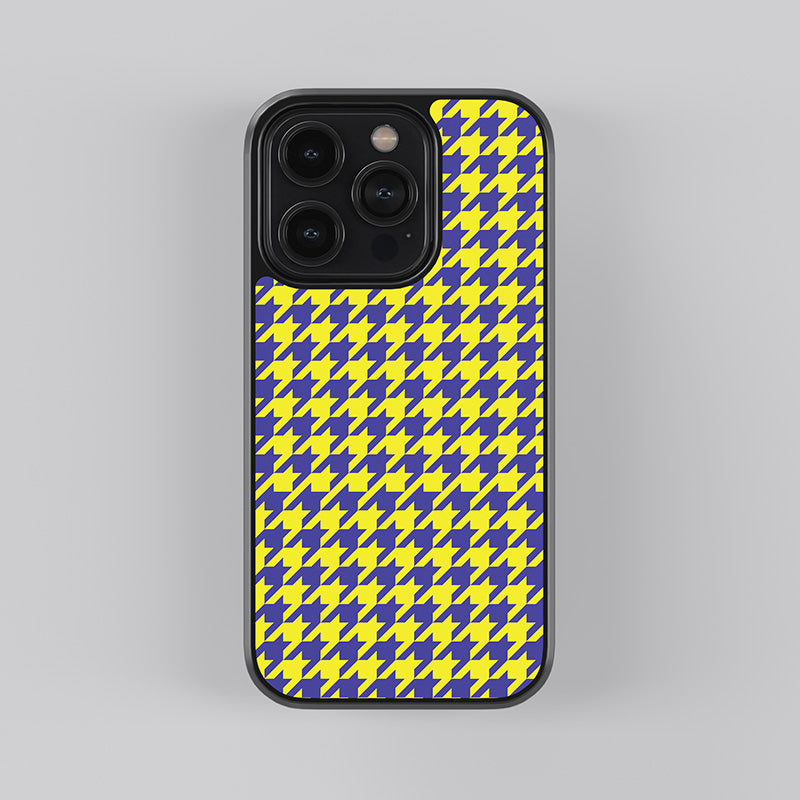 Yellow Hounds Tooth Pattern Glass Case