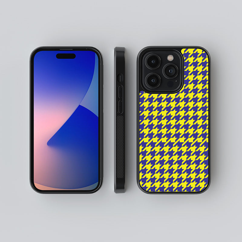Yellow Hounds Tooth Pattern Glass Case