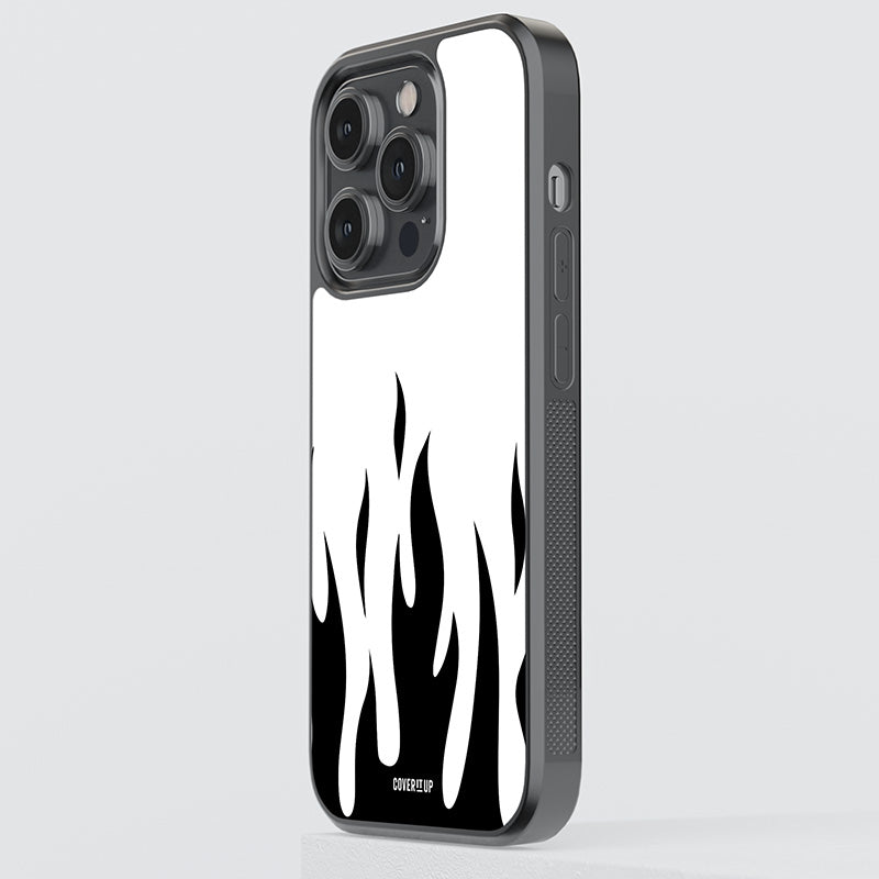 Black And White Flames Glass Case