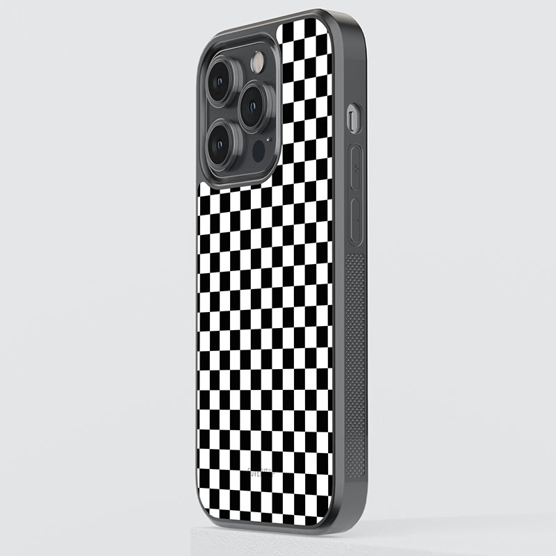 Black And White Checkers Glass Case