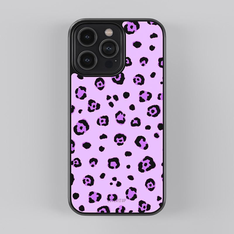 Purple Panther Pattern Glass Case