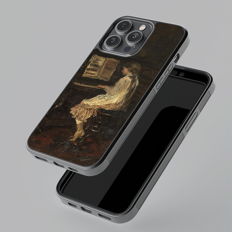 Girl At The Piano , Jacob Maris 1879 Glass Case