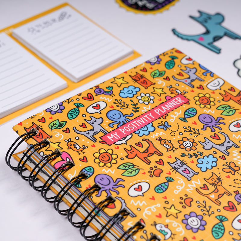 The Positivity Planner 2025 - Fun Yellow Animal Themed Printed Planner