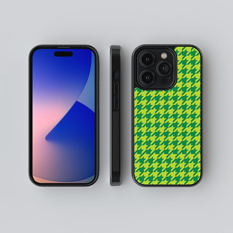 Green Hounds Tooth Pattern Glass Case