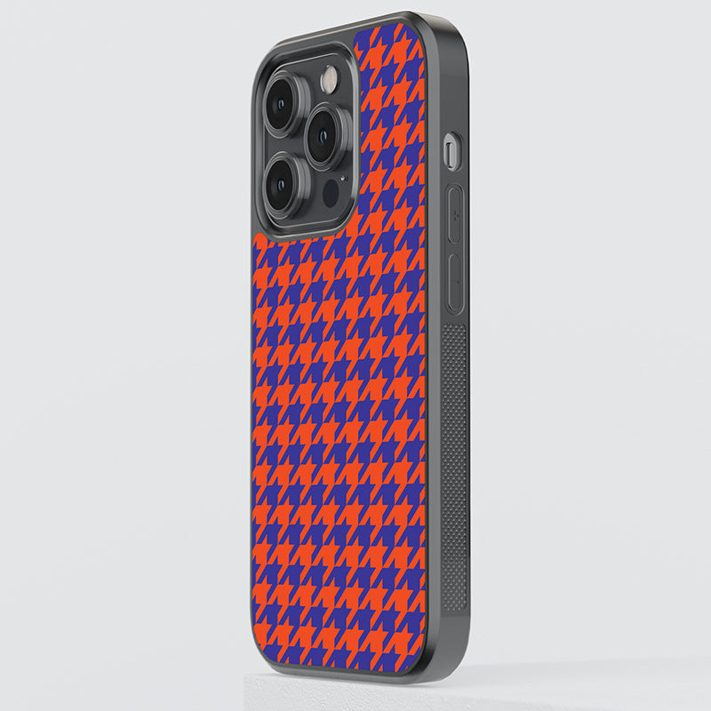 Red Hounds Tooth Pattern Glass Case