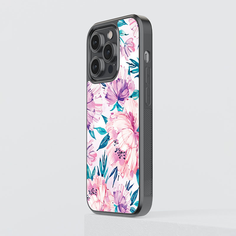 Watercolour Flowers Glass Case