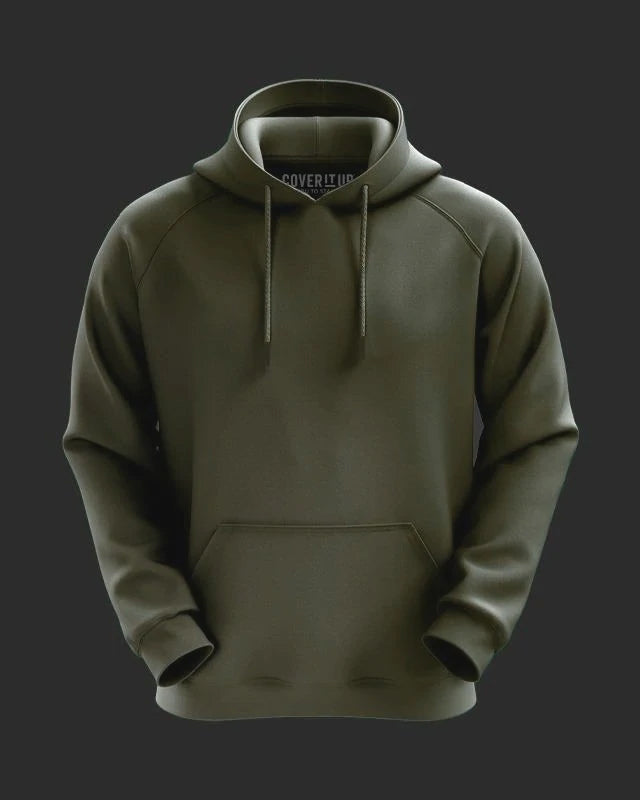 Olive Green Basic All Season Hoodie - Main Image