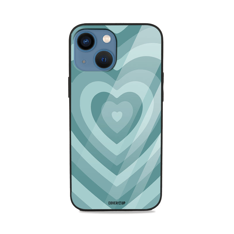 Aqua Hearts Glass Case