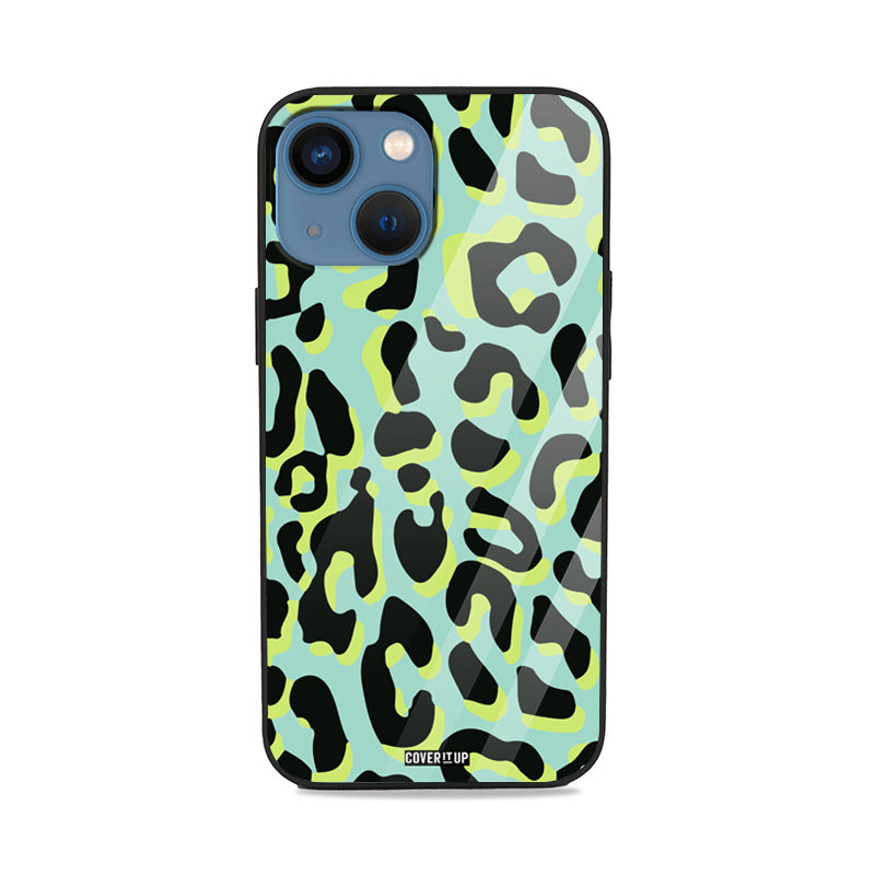 Aqua Leopard Glass Case