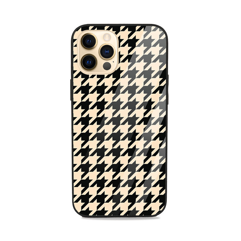 Beige Hounds Tooth Pattern Glass Case Glass Case