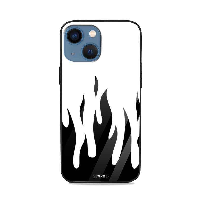Black And White Flames Glass Case