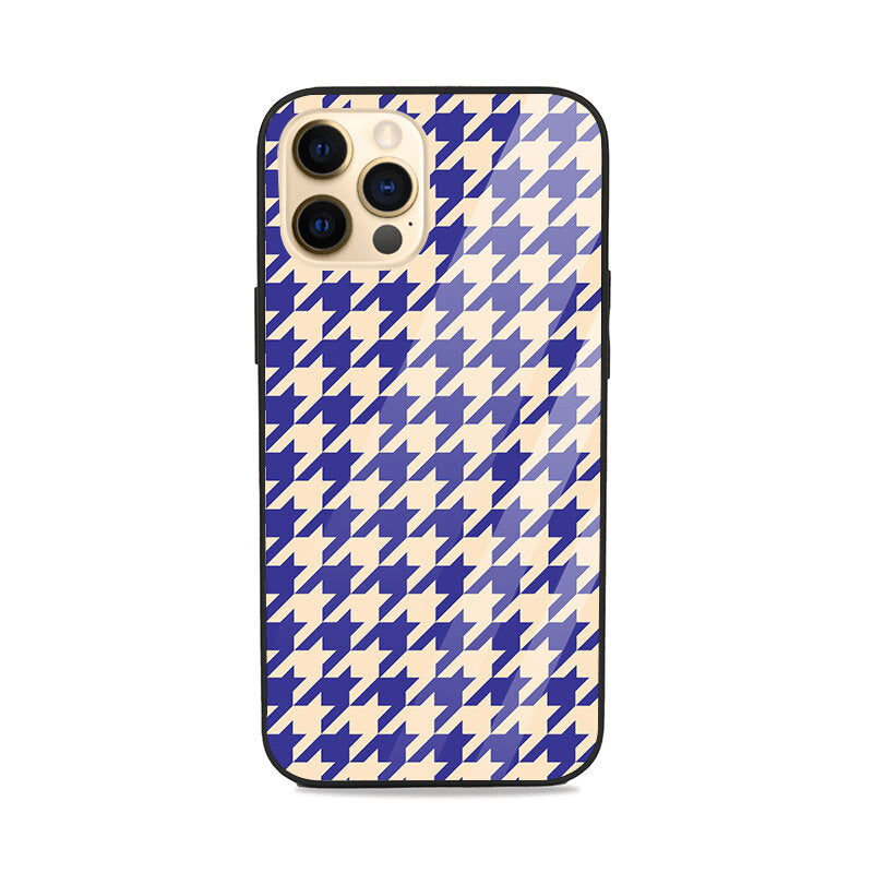 Blue Hounds Tooth Pattern Glass Case Glass Case