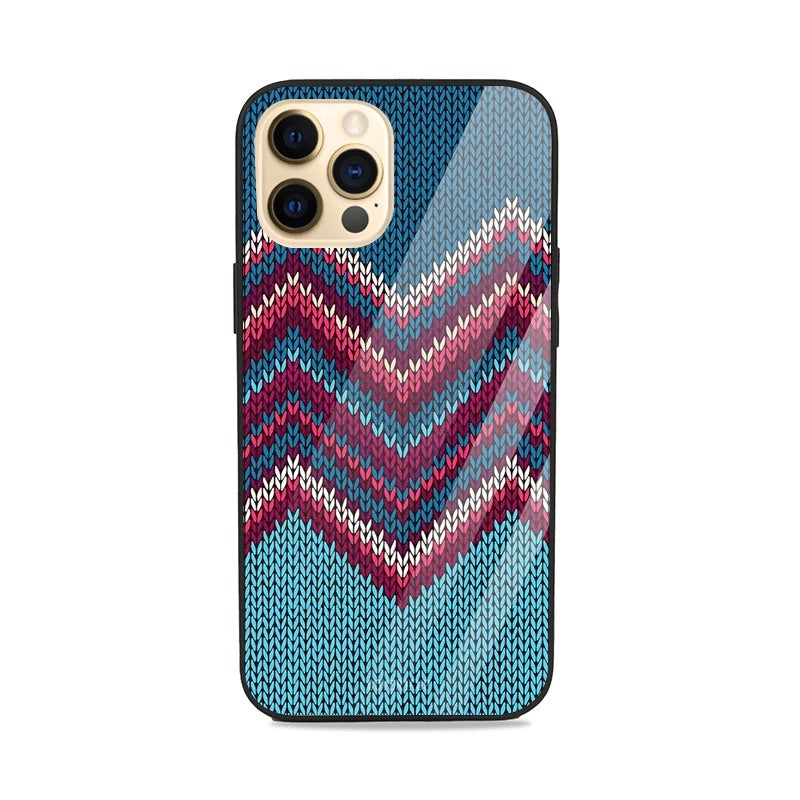 Blue Knit Pattern Glass Case