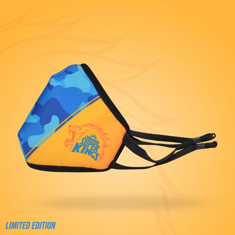 Cover It Up Face Mask Official Chennai Super Kings CSK Camo Blue Face Mask