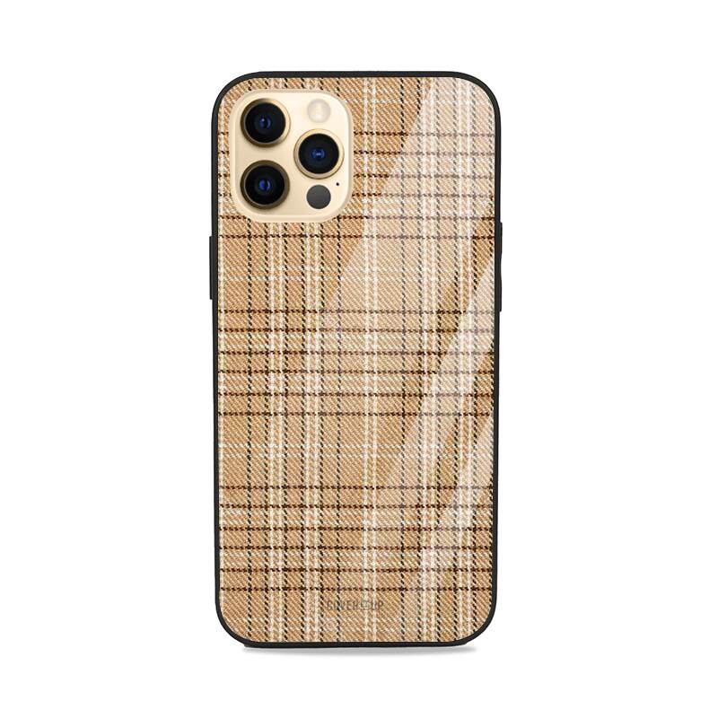 Cream Plaid Glass Case