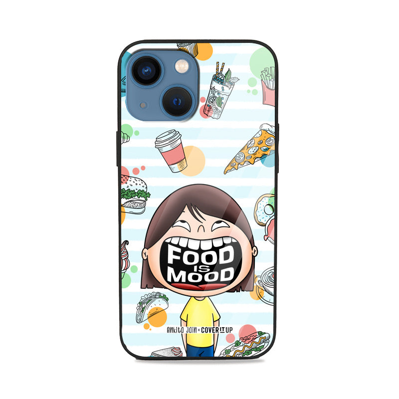 Food is mood girl Glass Case