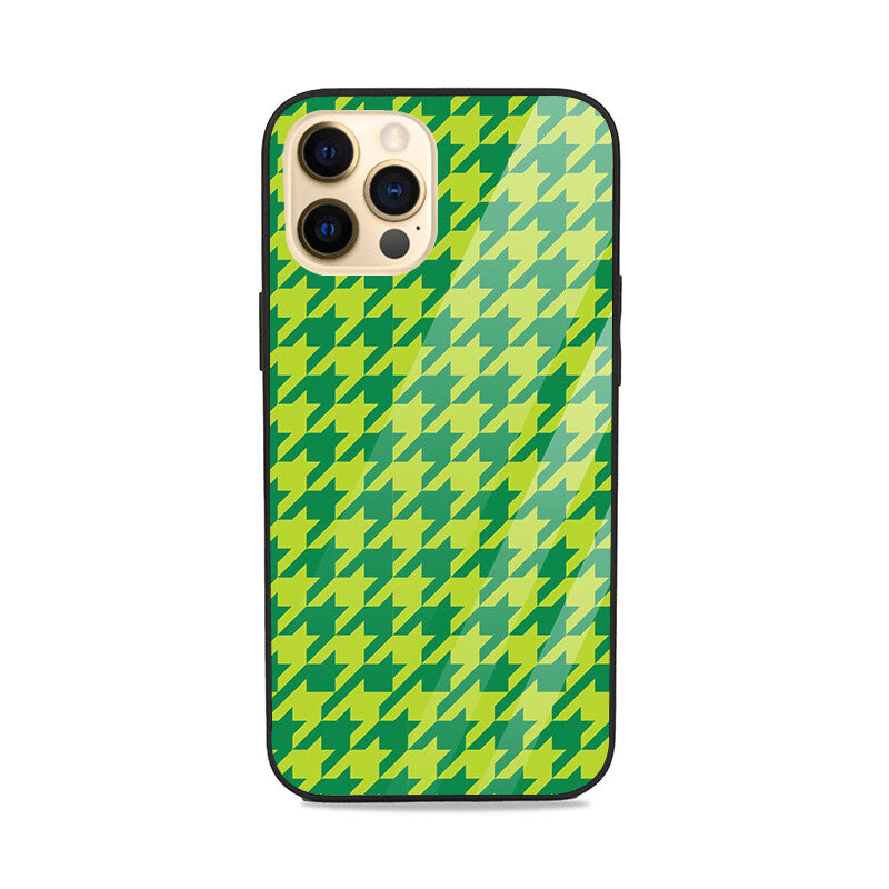 Green Hounds Tooth Pattern Glass Case Glass Case