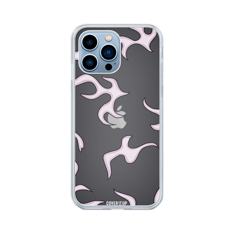 Lilac Flame Pattern Clear Silicone Case